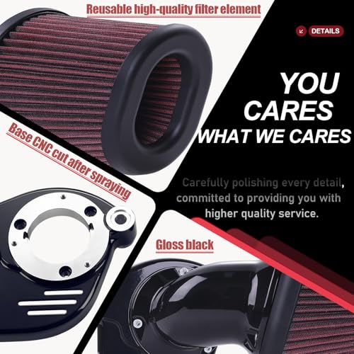 Image of Heavy Breather Extreme Air Cleaner Intake Filter for Harley Touring, Softail, Street Electra Road King Glide, 2018-2022 (Black)