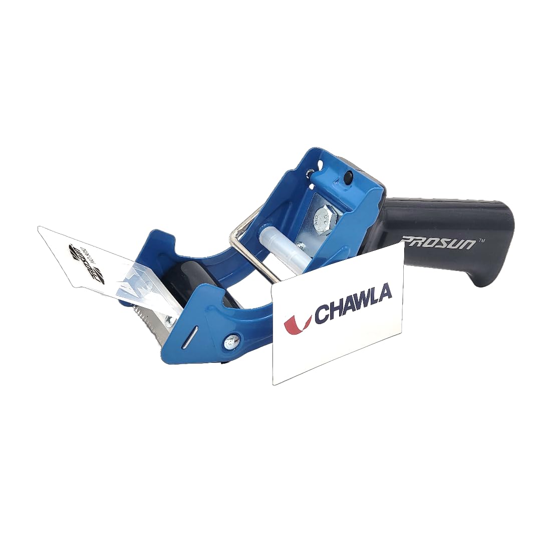 CHAWLA Tape Gun/Dispenser Heavy Duty 2" | Dual 66m / 150m | Premium Pistol Grip Handle Sealing Packaging Boxes and Parcels Robust Industrial Style Packing Tapes Handheld Gun Blue
