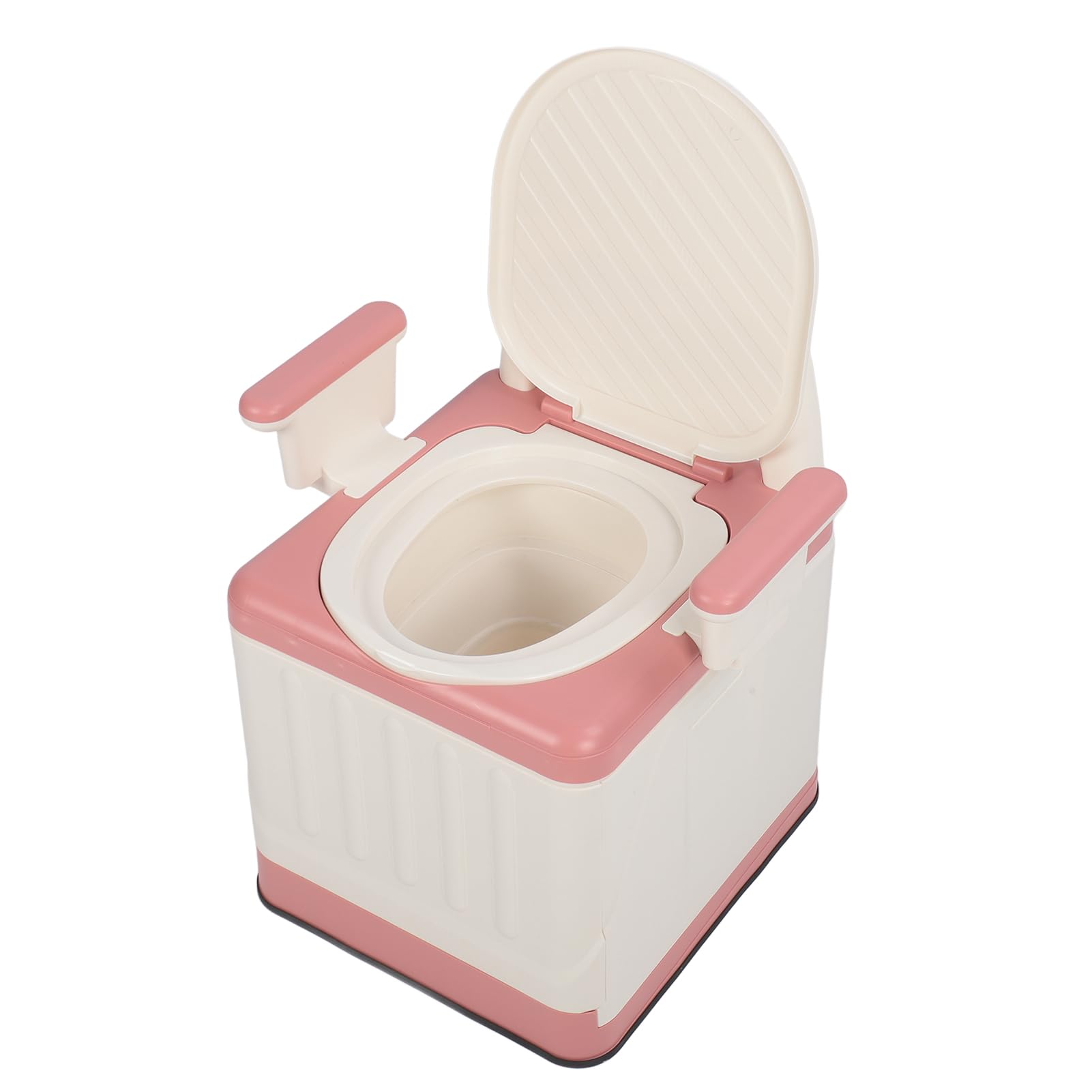 Generic Przenośne Krzesło Toaletowe dla Dorosłych ze Zdejmowanymi Podłokietnikami do Wygodnego Użytkowania w Sypialni lub na Zewnątrz, Różowy, Solidny Plastik, Składana Konstrukcja
