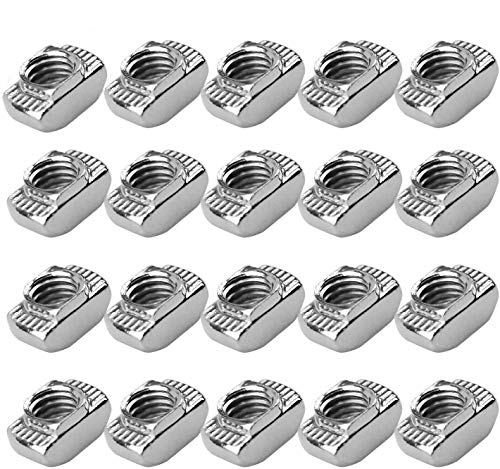 cococity 100 piezas de martillo con ranura en T, tuerca de cabeza de martillo chapada en zinc con cierre de acero al carbono, perfil de aluminio, ranura de extrusión estándar europeo (M5 x 10 x 6)