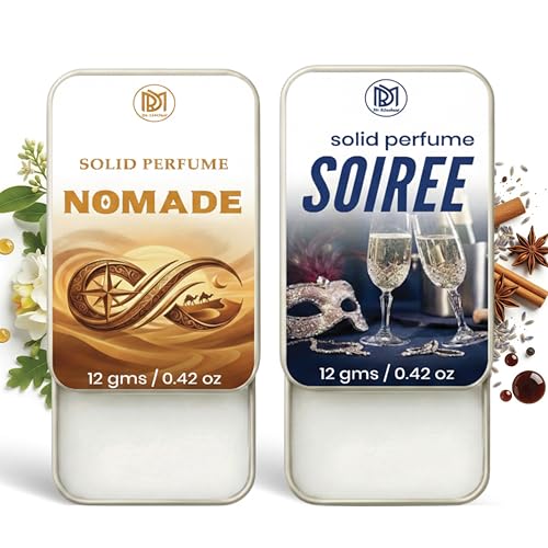 Image of Dr.Mashur Solid Perfume |Soiree&Nomade Alcohol Free Wax Perfume Balm, Long Lasting | Pocket Tin 12g, Pack Of 2| Non Greasy Smooth Glide, Travel Friendly Men And Women