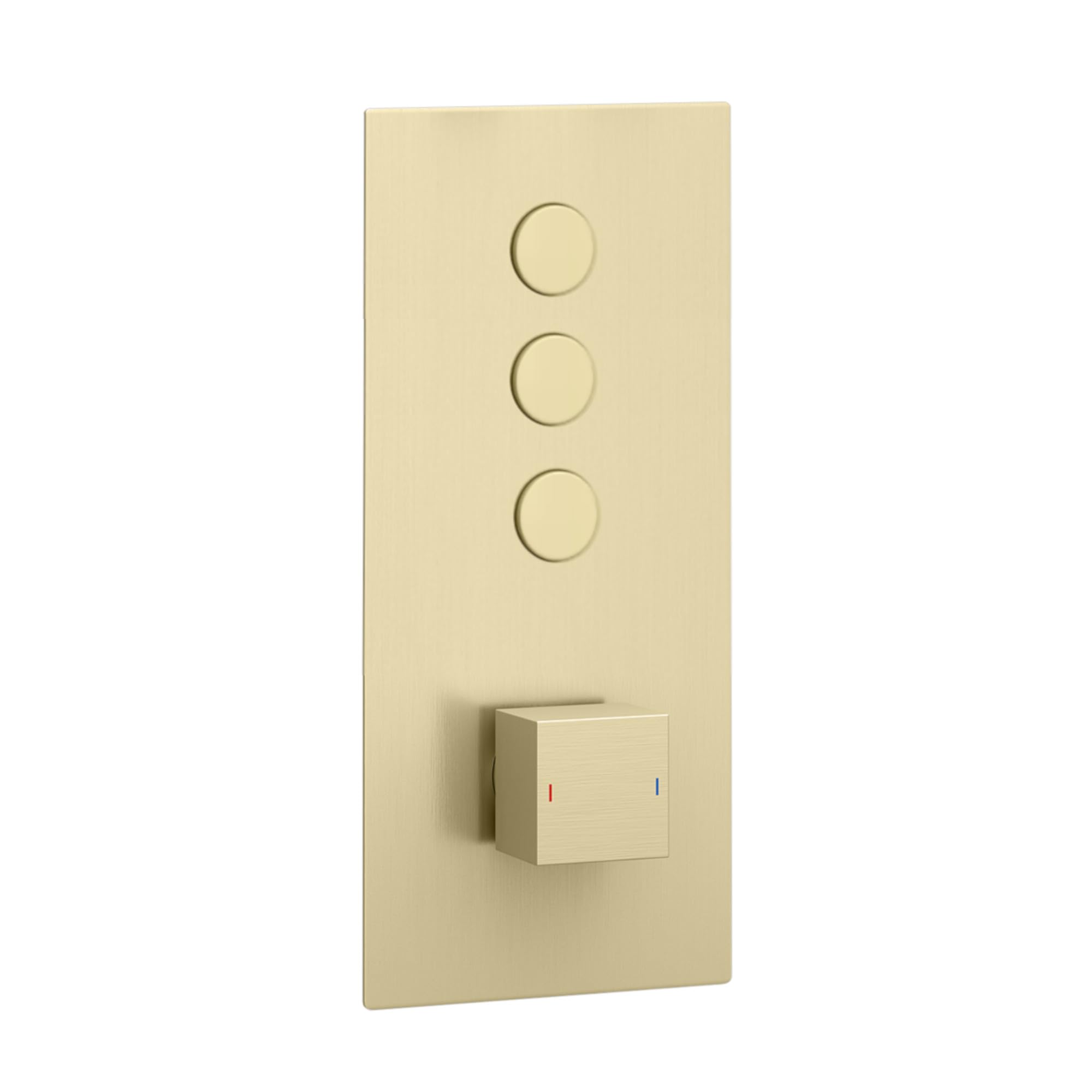 ENKI, Spello, TSV079, Thermostatic Concealed Shower Valve with Push Buttons, Triple Square Taps with Three Outlets, Modern Shower Valve, Brushed Brass — image 1