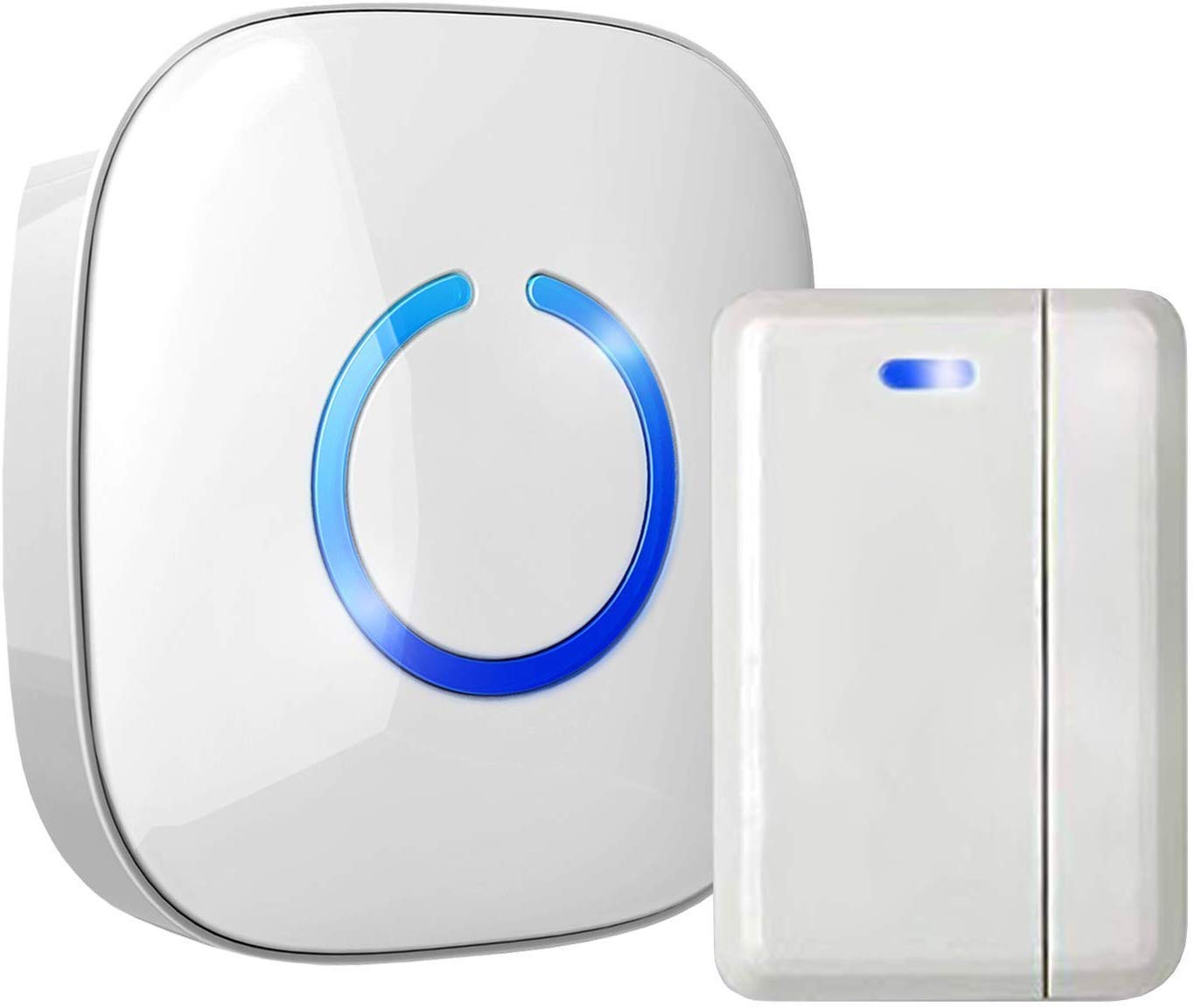 STARPOINT Expandable Doorbell Magnetic Door Open Chime System - Base Starter Kit, 52 Chime Tunes, 4 Loud Levels, LED - 1 x Magnetic Door Chime Sensor, 1 x Plugin Receiver, White