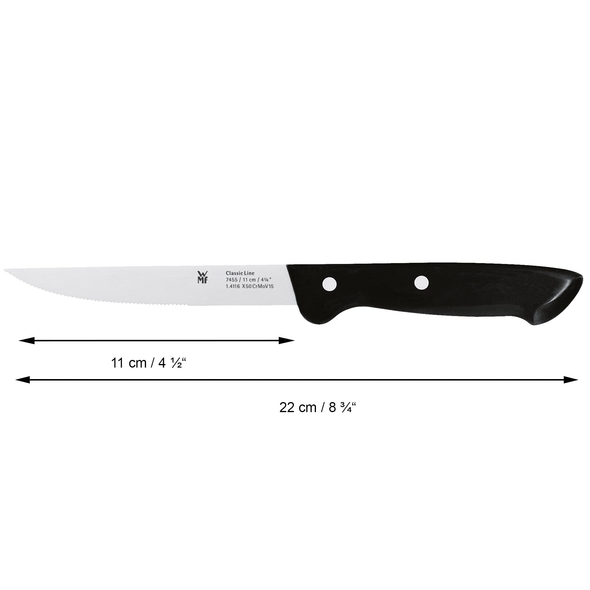 WMF Classic Line Messerblock mit Messerset 6-teilig, bestückt, 5 Messer, Birkenholz-Block, Spezialklingenstahl, natur, schwarz, silber