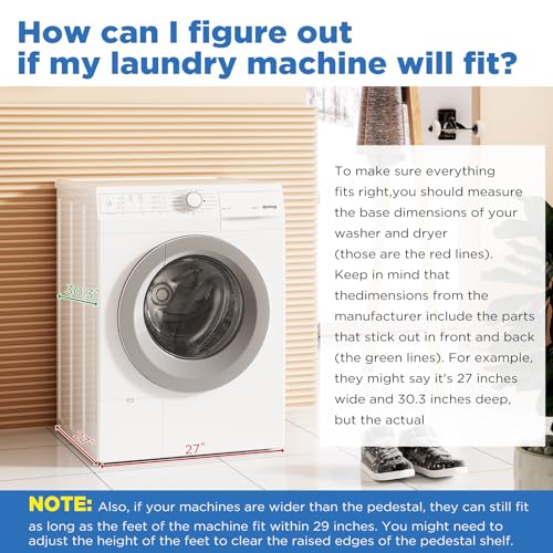 Image of 2 Pack Laundry Pedestal for Washer Dryer Stand 700LBS Shock-Proof | with Pull-Out Shelf Hidden Storage Drainage, Heavy Duty Base, White