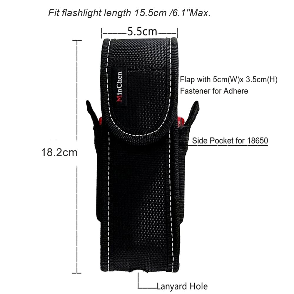 MinChen Flashlight Case for Duty Belt Nylon Holster Pouch for Tactical Flashlight Length 6
