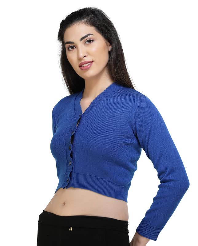 Image of Women Winter Wear V-Neck Full Sleeves Regular Fit Woollen Blouse