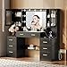 TOKSOM Black Vanity Desk with Mirror, Lights & Charging Station, 58.3