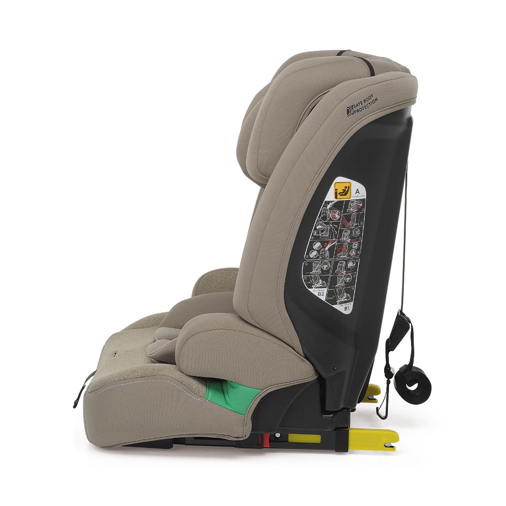 Foppapedretti Siège auto Street I-Size pour enfant de 76 à 150 cm de hauteur, 15 mois à 12 ans, conforme ECE R129, fixation à 3 points, protection contre les chocs latéraux, sable