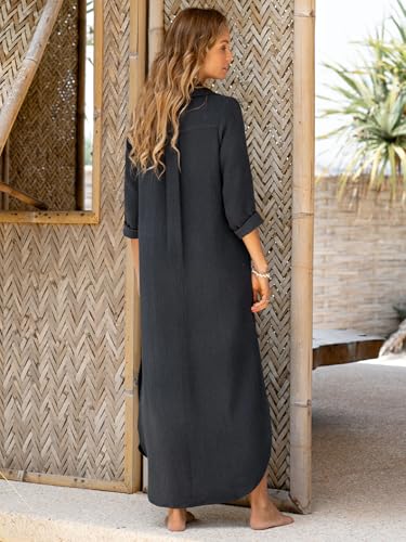 Breezy Lane Beach Cover Up for Women Long Cotton Shirt Dress Swimsuit Coverup for Vacation4
