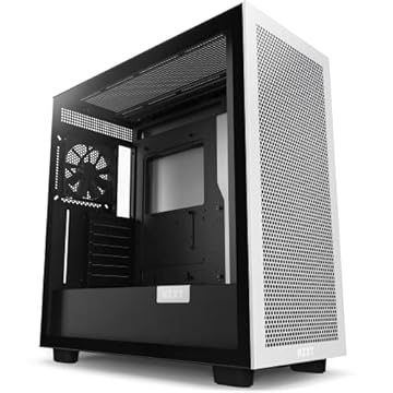 NZXT H7 Flow - CM-H71FG-01 - ATX Mid Tower PC Gaming Case - Porta frontal I/O USB tipo C - Painel lateral de vidro temperado de liberação rápida - branco/preto