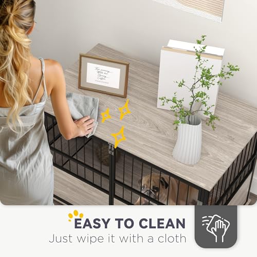 PawHut 39.5" Dog Crate Furniture End Table, Wooden Dog Kennel Indoor Pet House with 3 Doors, for Small to Large Dogs - Image 6