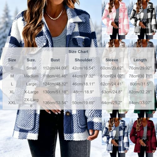 Fleece Sherpa Jacket Women Plaid Fleece Jacket Women Sherpa Button Shacket Casual Fall Winter Outfit Capsule Wardrobe Over 50 Blusas Termicas Frio Mujer - image 4