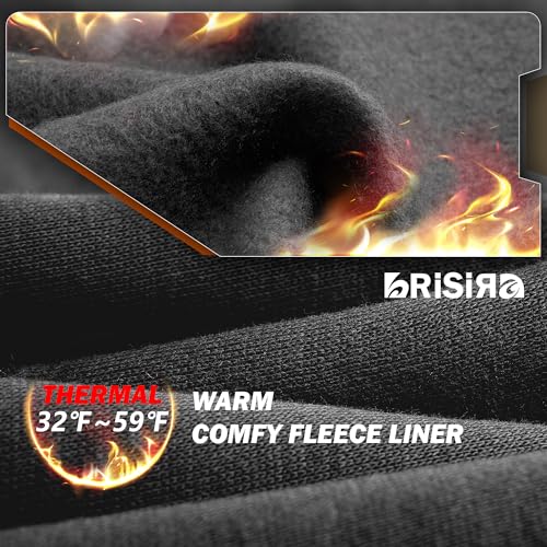 BRISIRA Mens Baggy Sweatpants Fleece Lined Wide Leg Warm Sweat Pants Open Bottom with Deep Pocket & Elastic Waist Drawstring2