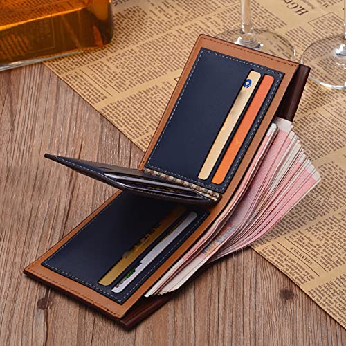 Men's Leather Wallet, Men's Bifold Wallet, Horizontal Multi-card Wallet, Driver's License Card Holder, Men's Slim Wallet, Men's Minimalist Wallet (Blue)2