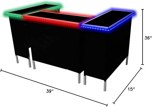 Miniatura 2 de Black Folding Portable Party Bar wPatented Multi-Color LED Lights Black Skirt and Storage Shelf - Avoid Illegal Chinese Counterfeits