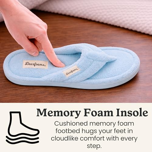 Image of Dearfoams Women's Melanie Colorblocked Microfiber Terry Thong Slipper