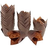 200pcs Tulip Cupcake Liners Muffin Cases Chocolate Brown Baking Paper Cups Liners Holder...