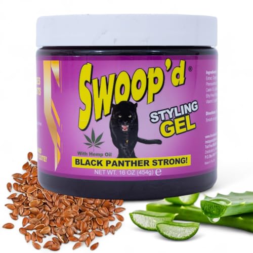 Black Panther Strong Swoop'd Styling Gel 16 Oz. with Hemp Oil For ALL HAIR TYPE
