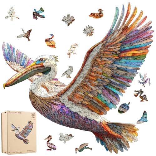 Wooden Puzzles for Adults Cormorant Bird Jigsaw Puzzles,300 Pieces 5MM Thick, Unique Shaped Cormorant Bird Puzzle Family Game Gift for Adults and Kids, 15.6 x 15.4 Inch