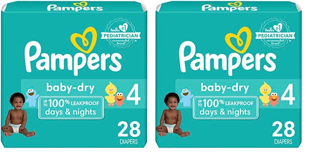 PampersBaby Dry, Diapers Size 4, 28 Count (Pack of 2)