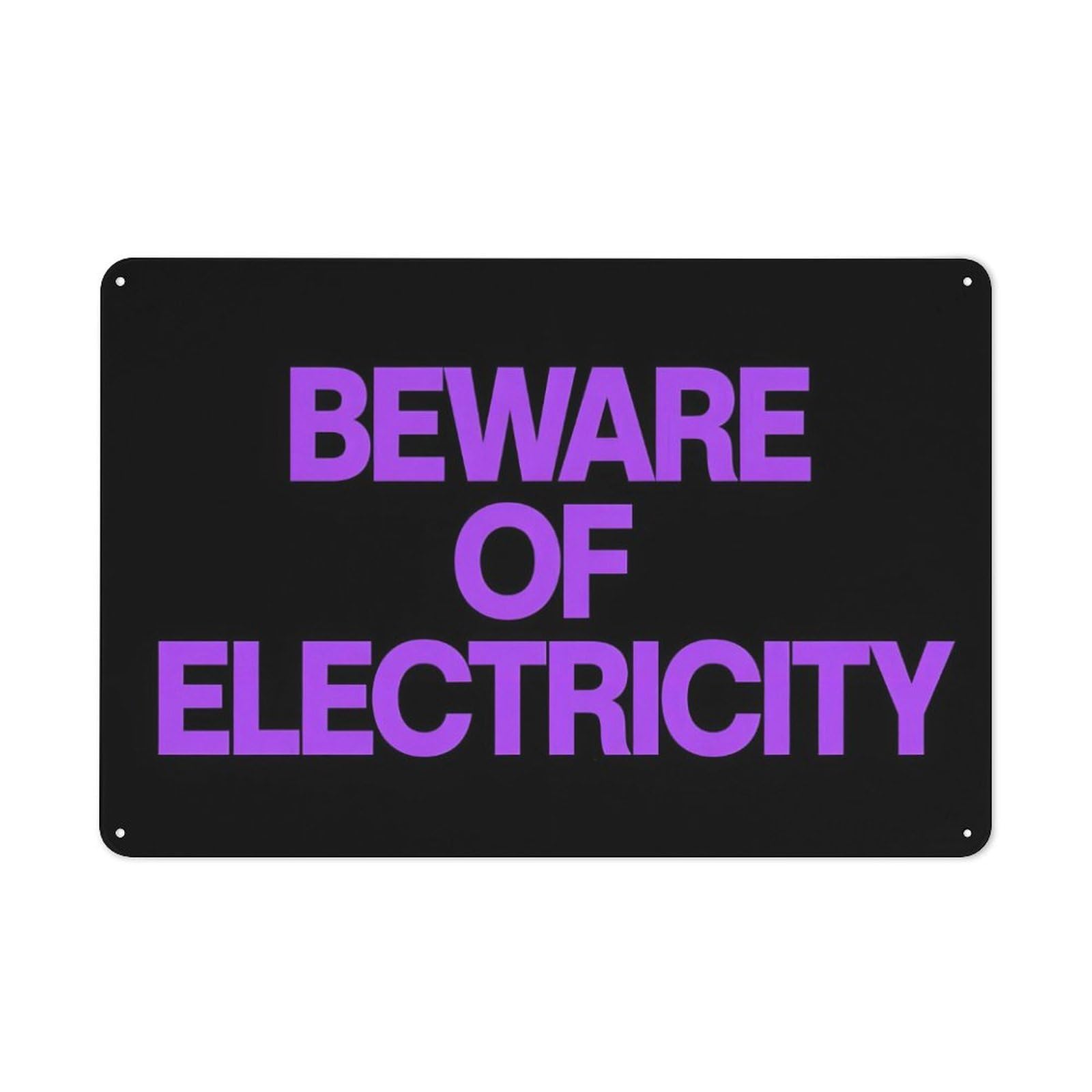 peiyeety Beware of Electricity Metal Tin Sign Hazard Warning Black Purple Durable Aluminum Weatherproof Wall Plaque for Construction Site Electrical Area Outdoor Safety Zone 6x8 Inch