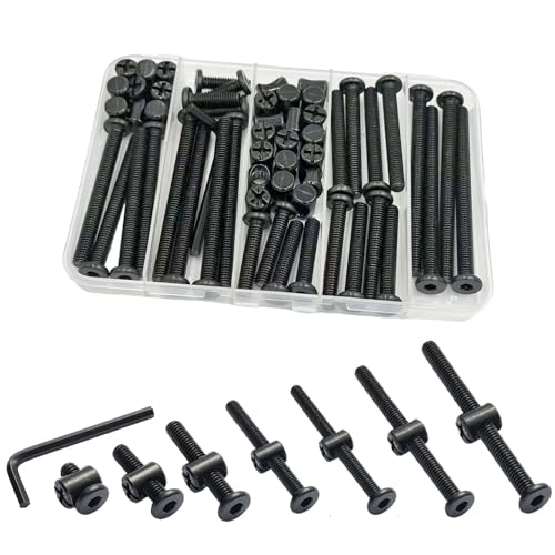 Crib Screws Hardware Replacement Kit,Hincell 28 Set Baby Bed Frame Bolts &Barrel Nuts Set for Delta/Graco/Dream, M6x20mm/30mm/40mm/50mm/60mm/70mm/80mm
