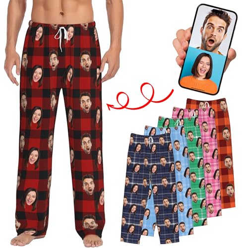 Custom Pajama Pants Personalized Face Photo Pajamas Pants Christmas Birthday Valentines Gifts For Men Women Pets