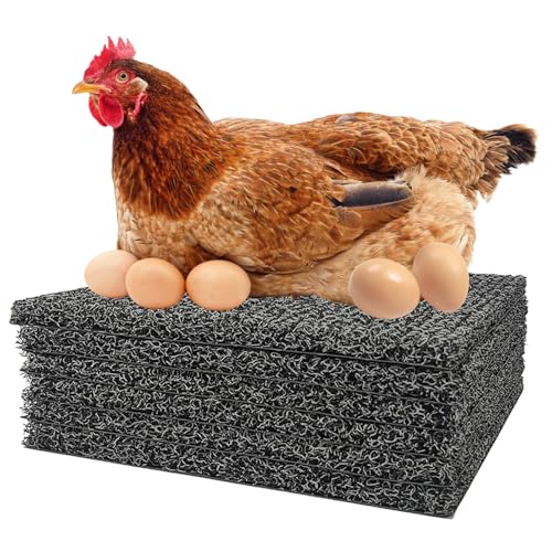 6 Pcs Chicken Nesting Pads, Washable Nesting Box Liners for Chicken Coop, Reusable Plastic Nest Box Pads Chicken Laying Mats, 12×12