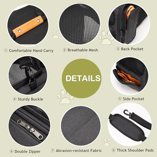 Image of JUNGYOON Cat Carrier, Expandable Airline-Approved Soft-Sided Pet Travel Bag for Cats, Small Dogs & Small Pets, Breathable Mesh Design with Multi-Pockets & Fleece Pad (Dark Grey)