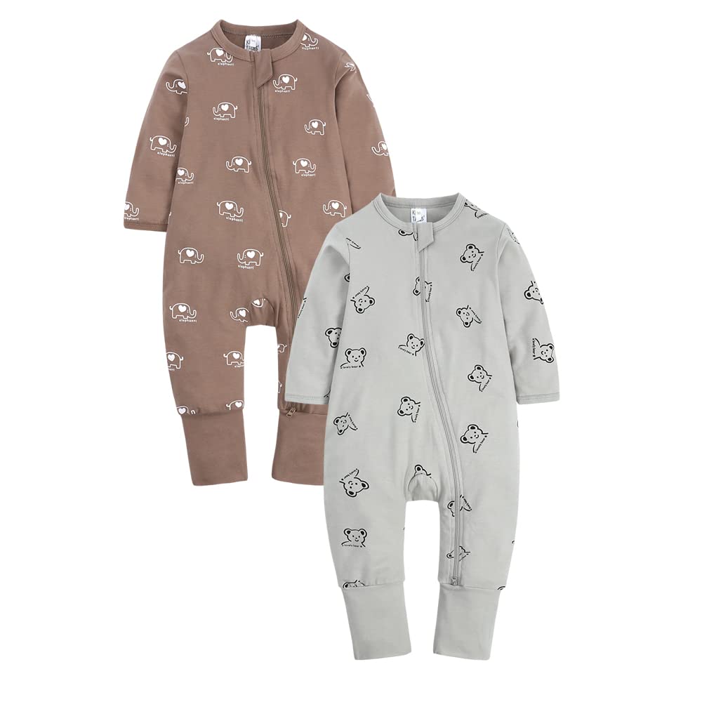 Kids Tales Baby Long Sleeve Cotton Pajamas Boys Girls Cute Graphic Zipper Romper