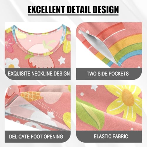 ALAZA Rainbow Ice Cream Strawberry Pajamas Short Sleeve 2 Piece Sleepwear Top and Bottom Pajama Set Unisex4