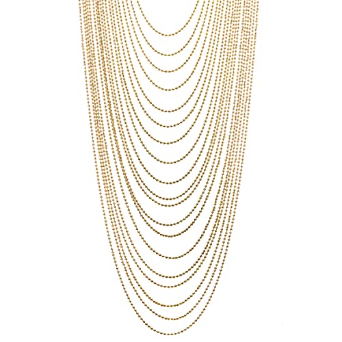 COOLSTEELANDBEYOND Long Statement Necklace Waterfall Multi-Strand Ball Chains Pendant, Dress Prom Party2