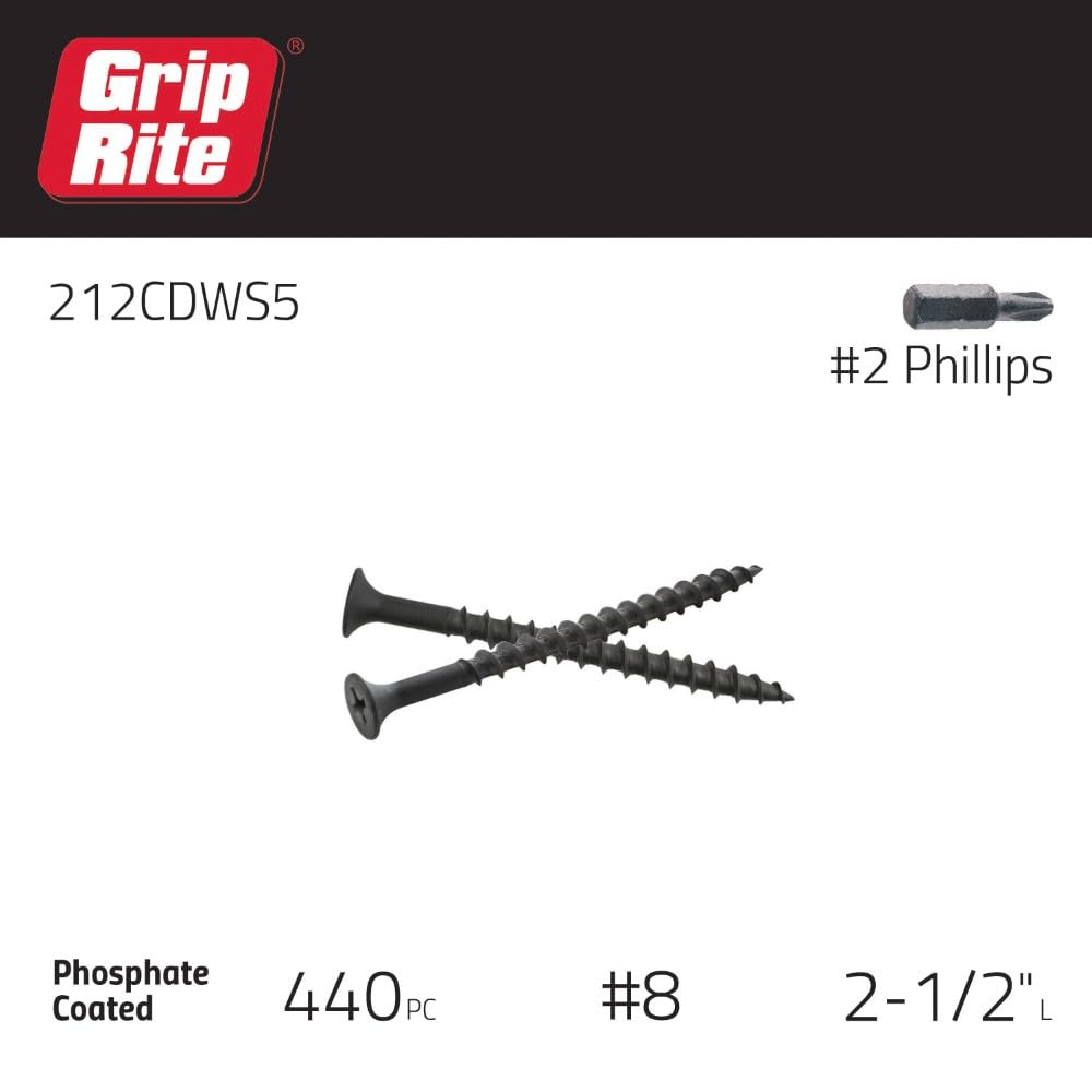 Drywall Screws - #8 x 2-1/2" - Grip-Rite -3