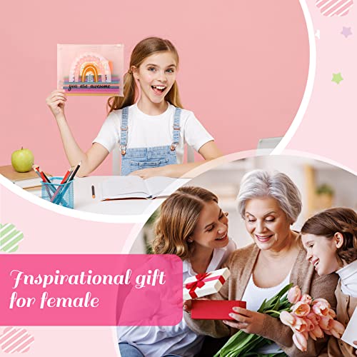 Amylove 100 Pcs Cosmetic Makeup Bag Bulk for Women Inspirational Zipper Pouch Rainbow You Are Awesome Travel Pouch Toiletry Bag for Women Girls Teacher Friend Birthday Party4