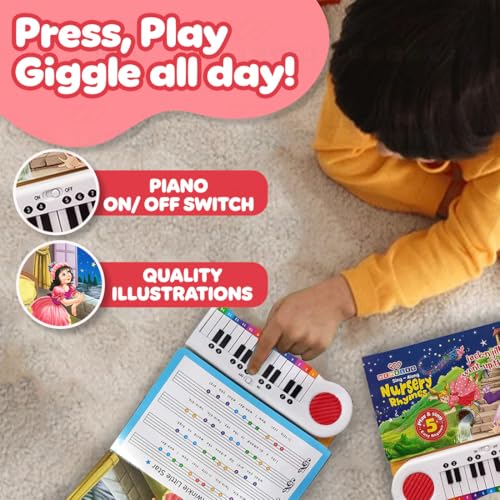 Image of Wembley Educational Piano Soundbook for Kids| Musical Book with 5 Classic Nursery Rhymes for| Kids Learn & Play Sound Book with Rhymes| Ideal As A Gift for Interactive Learning for Age 1 and Up
