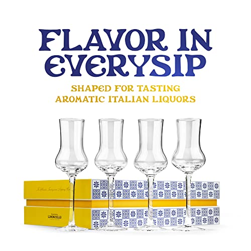 Crystal Limoncello Cordial Glasses | Set of 4 | Tall 3.3 oz Long Stemmed Spirit Glassware for Sipping Aromatic Liquor, After Dinner Drink, Aperitif, Digestive | Elegant Tulip Shaped Stemware - Image 4