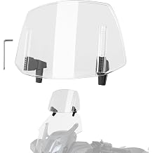 295*175mm Motorcycle Windshield, PC Plastic Front Fairing Windscreen No-Drill Mount, Heightened Design Wind Screen Windshield Spoiler Air Deflector Fits Cruiser/Touring/Retro/Scooter Clear