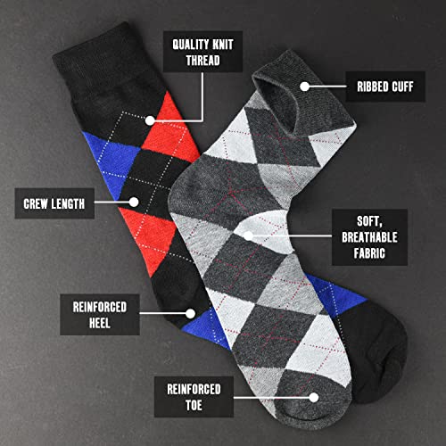 Debra Weitzner Mens Dress Socks with Gift Box - Cotton Colorful Classic Argyle Sock - Patterned Crew Socks for Men 6 Pairs4