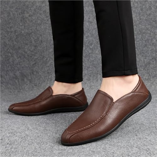 Mens Slip-on Vegan Leather Comfortable Lightweight Classic Loafers Round Toe Breathable Flexible4
