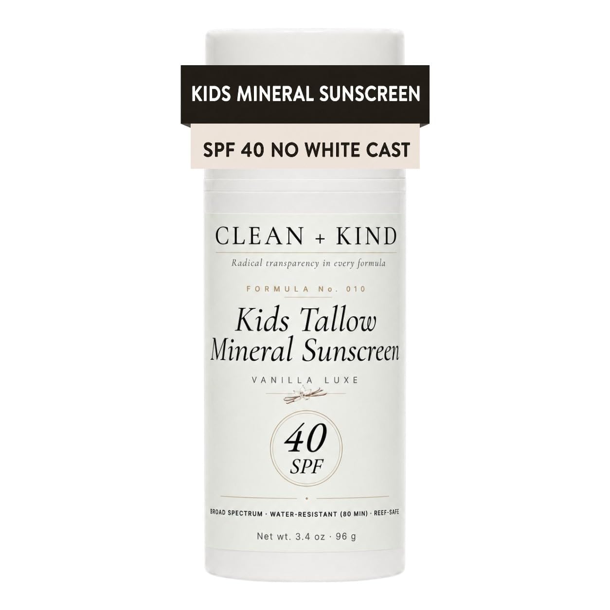 Clean + Kind Kids Mineral Sunscreen SPF 40 (Tallow Base)