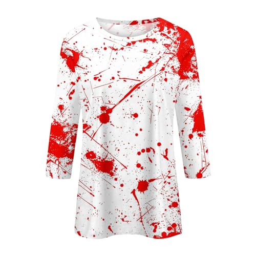 Cute Funny Halloween Shirts for Women Plus Size 3/4 Length Long Sleeve Womens Tops Witch Gothic Renaissance Shirt