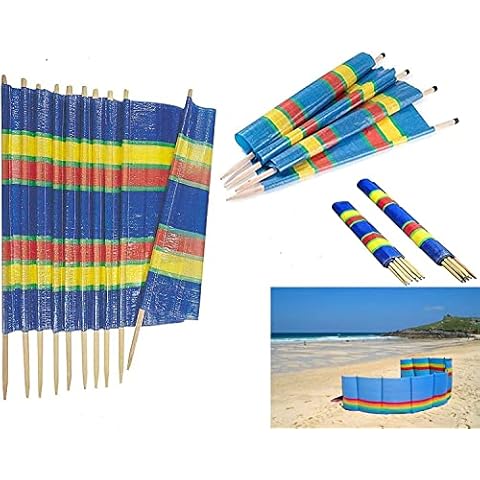 DIEBA | 4 5 6 8 10 | WINDBREAKERS POLES HEAVY DUTY BEACH SUN SHADE HOLIDAY CARAVAN & CAMPING SHELTER MULTICOLOR TALL WINDBREAK PRIVACY SUNSCREEN PANELS (4 POLES(4ft High x 7ft Long)) Cover