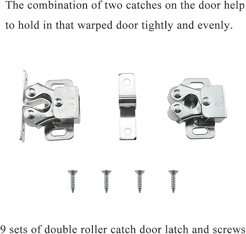 Miniatura 6 de Hahiyo Pestillo de puerta de doble rodillo, pie más corto, acero laminado en frío, se mantiene en su lugar, cierre suave, sin ruido de chirrido,