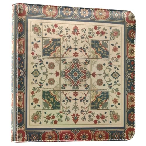 Álbum de fotos Scrapbook autoadhesivo con diseño floral Talavera mexicano, encuadernador de 3 anillos, 40 páginas, tamaño 11.8 x 11.2 pulgadas