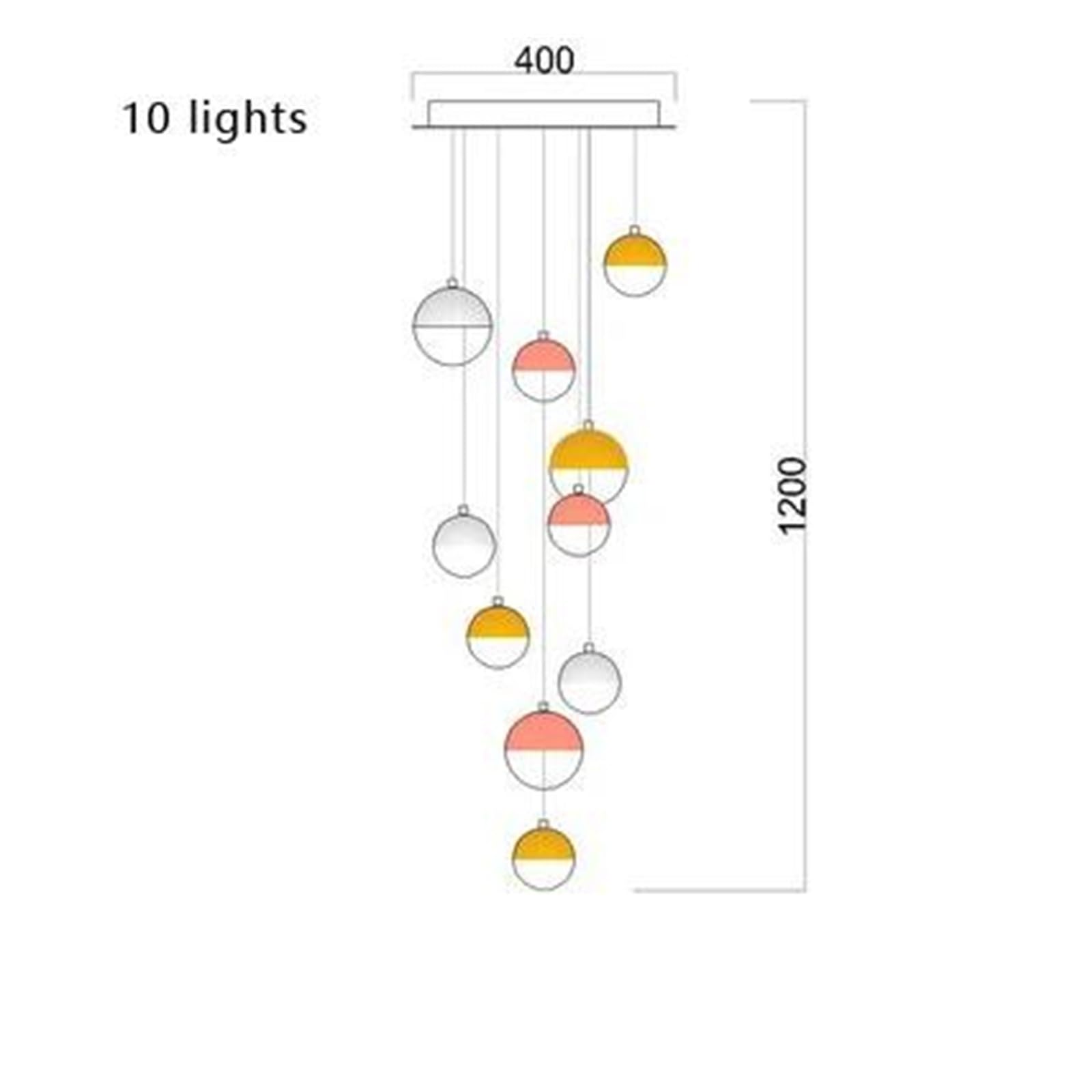 Genérico Lámparas de araña, Lámpara de araña larga for escalera, lámpara vestíbulo hotel, luz LED moderna, iluminación decorativa lujo, luces colgantes for edificios dúplex y villas(10 heads)
