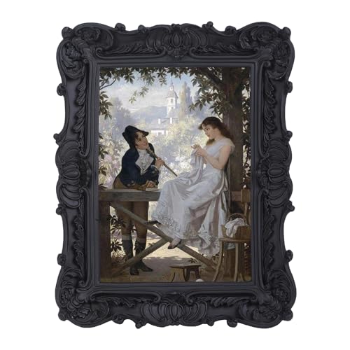 S GMOMENT Antique Picture Frames 5x7 Vintage Victorian Ornate Picture Frames with Front Glass Wall Mount and Tabletop Gothic Home Decor Retro Gallery Wall Decor 1 Pack Black