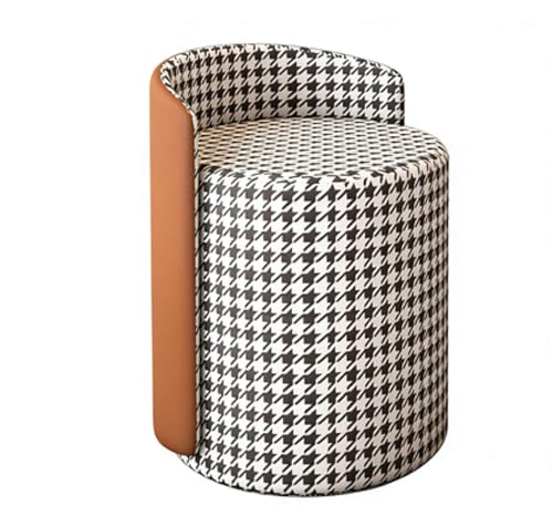 Elegante silla giratoria de 360°, cómoda silla redonda de maquillaje con respaldo bajo, silla multifuncional para dormitorio y sala de estar, color naranja