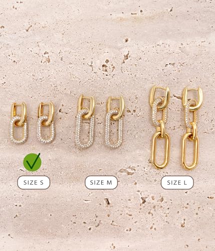 OZEL 14K Gold & Silver Plated Paperclip Chain Earrings with Cubic Zirconia – Dangle, Hoop, Huggie, Stud Styles – Women’s Fashion Jewelry Gift4