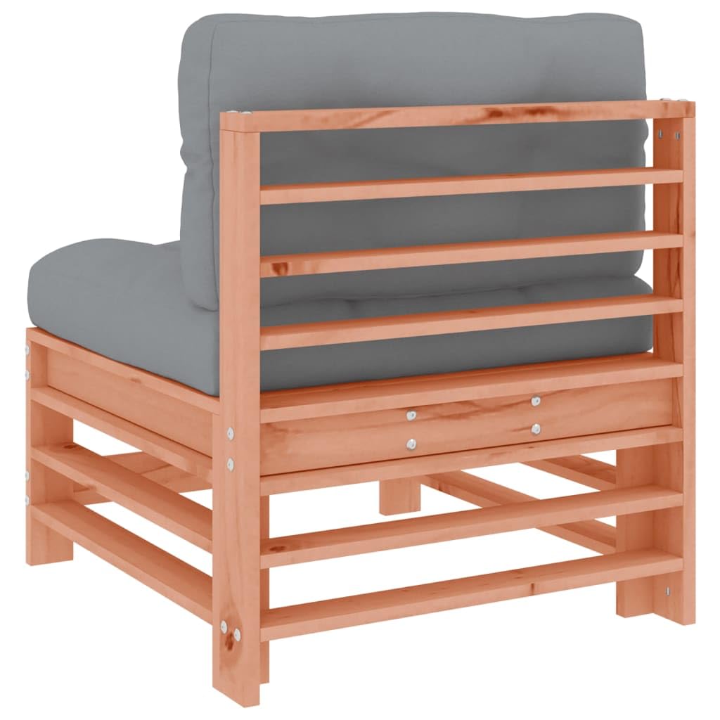 Canapés centraux modulaires en Bois Massif Douglas, avec Coussins Gris 2 pièces, Cadre Stable extérieur pour terrasse Patio Jardin, Assise Confortable 110 kg par siège
